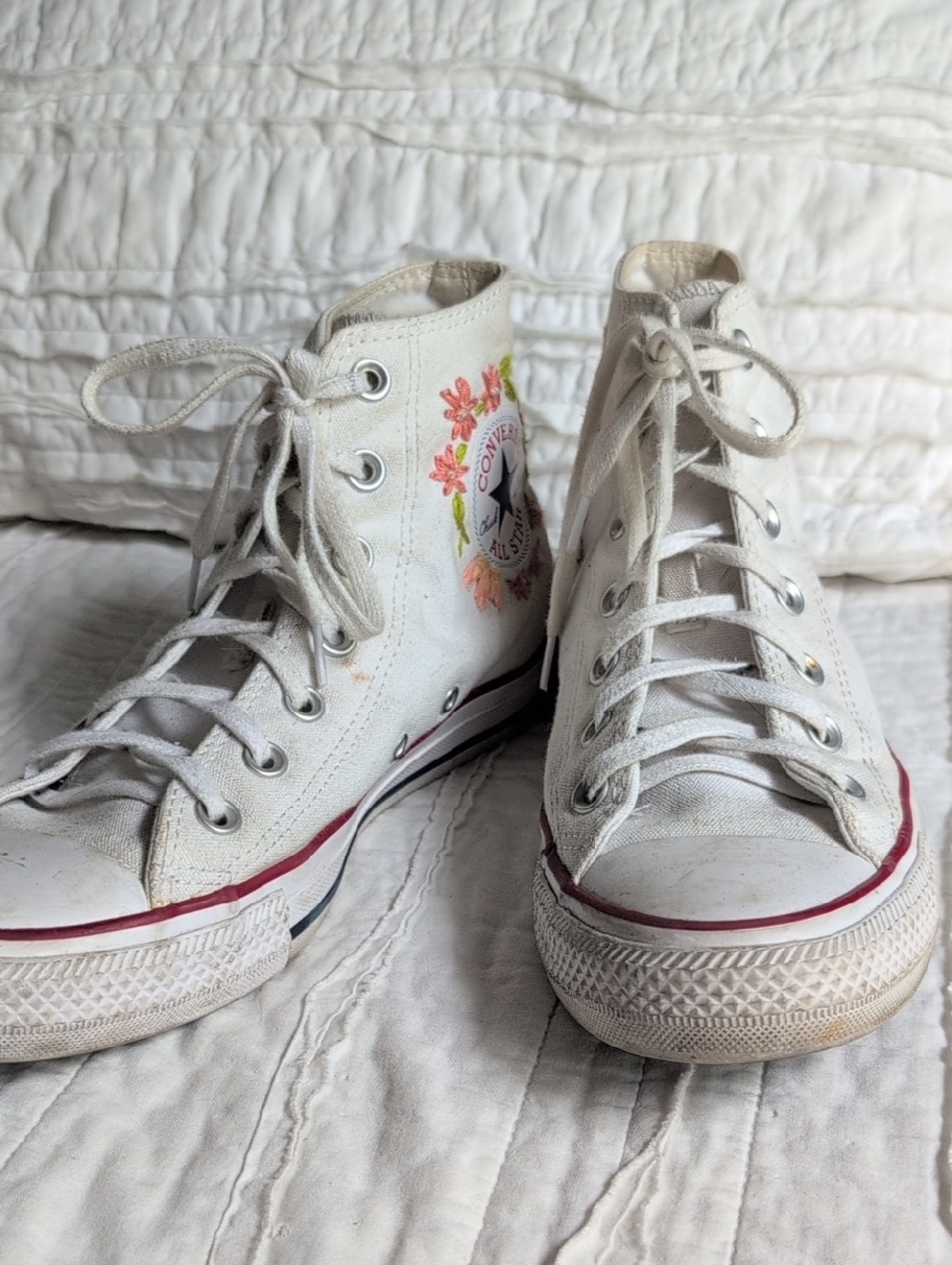 Converse Chuck Taylor All Star High Top Sneakers - White W Floral Enbroider